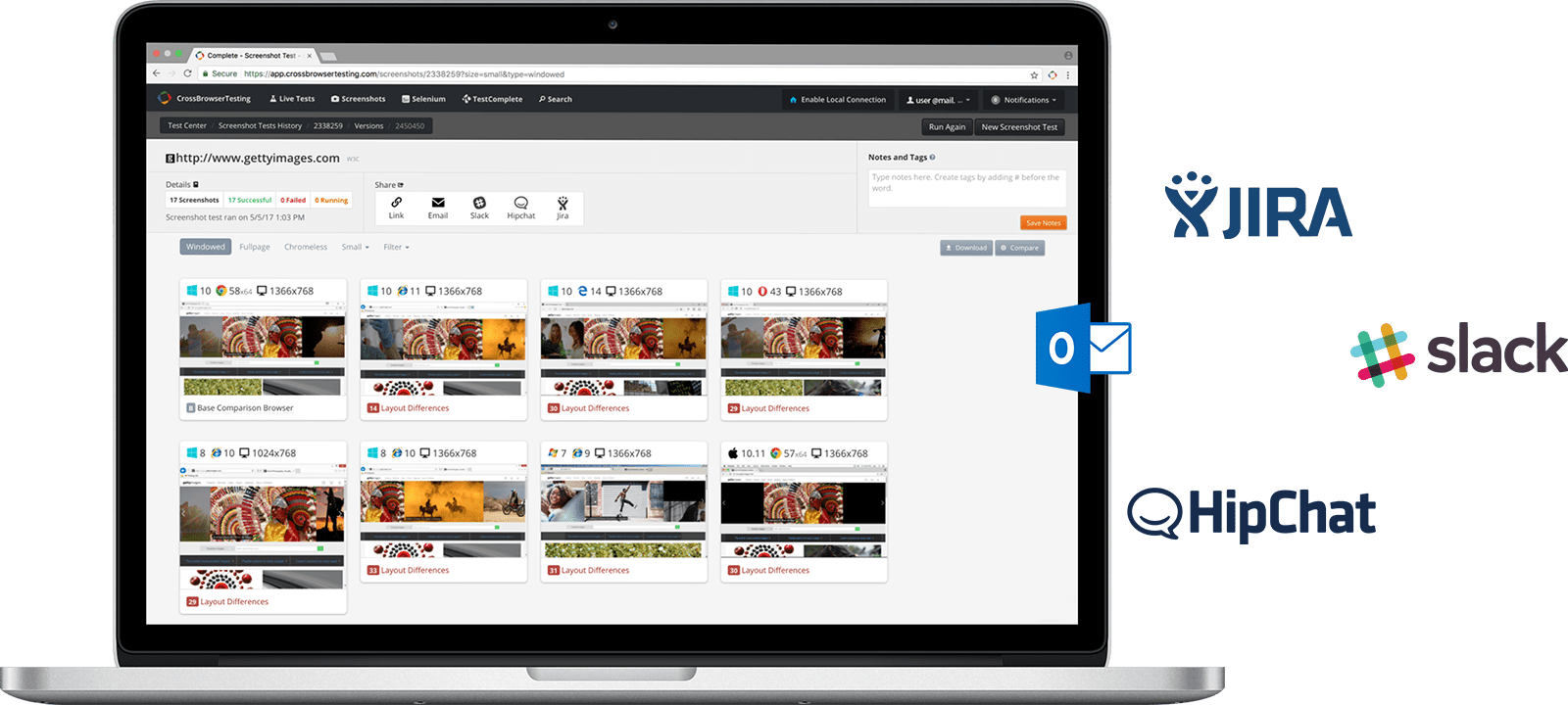 Share screenshot results with the whole team.