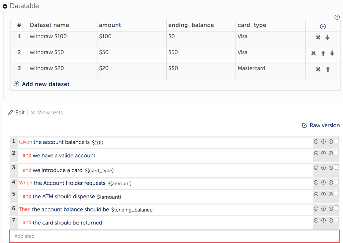 Datatable on Hiptest