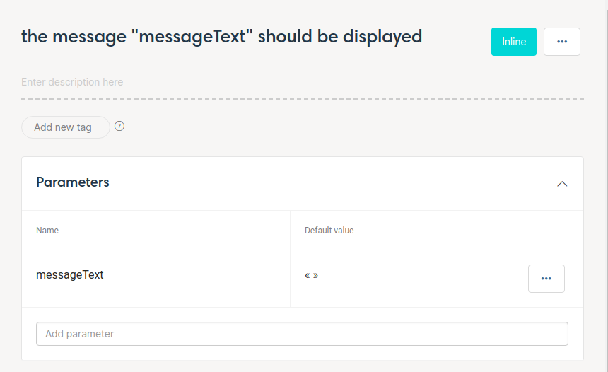 Hiptest action word with a inline parameter