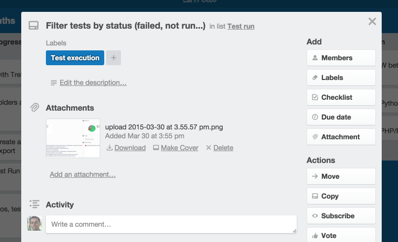 Creating a Trello card Trello card