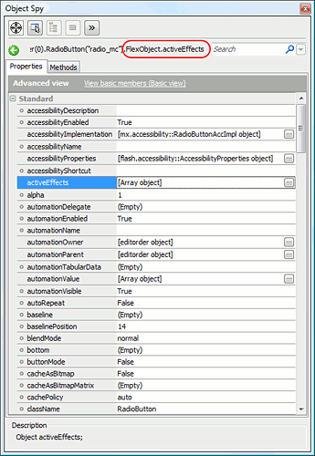 Native Properties of Flex objects