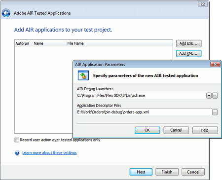 Specifying AIR Debug Launcher Parameters