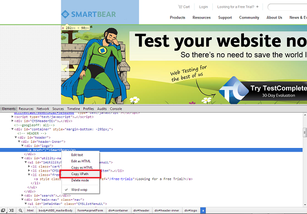 Xpath Expressions Copy copy-xpath-expression-testcomplete