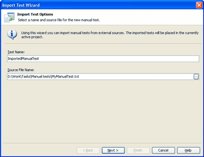 Click to enlarge The Create Custom Test wizard