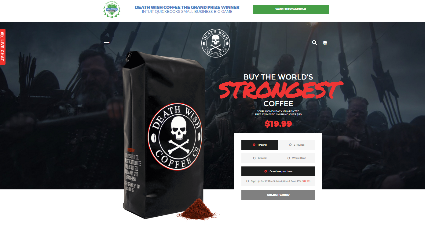 Death Wish Coffee Homepage