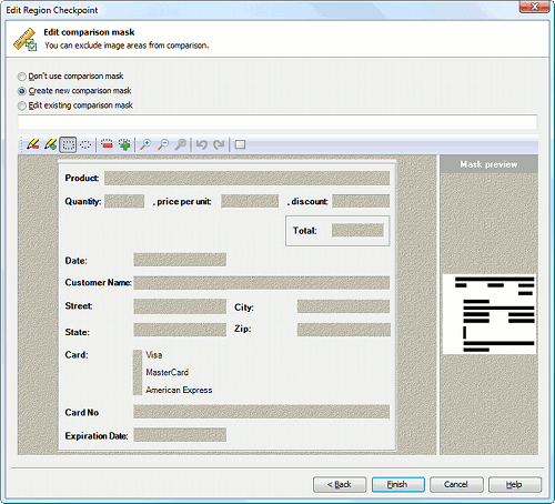 Image comparison mask editor