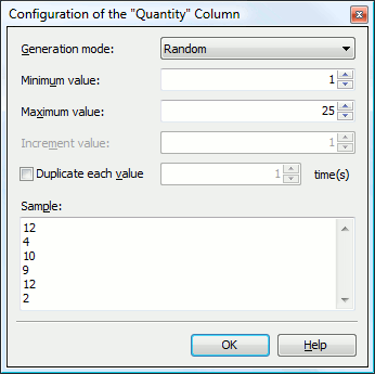 Settings of the Random Generator