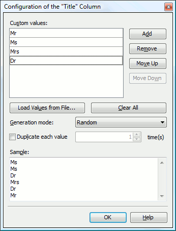 Settings of the List Generator