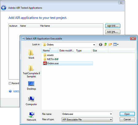 Selecting an AIR Executable
