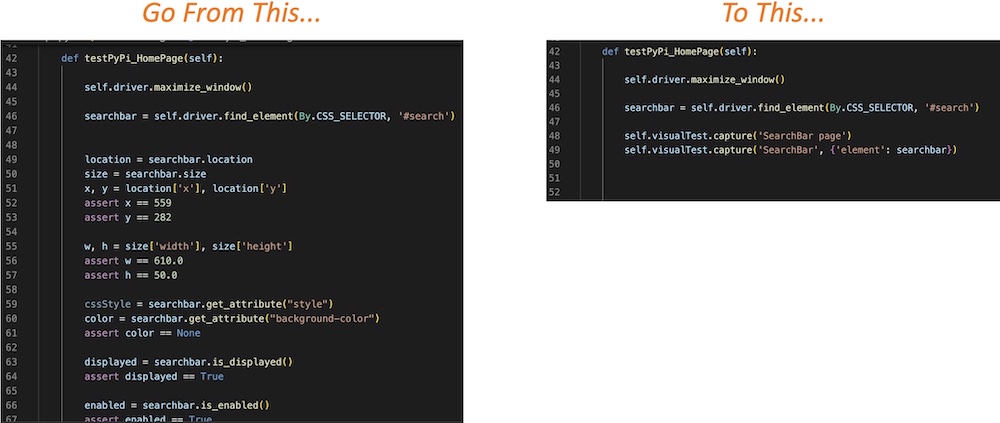two screenshots showing code