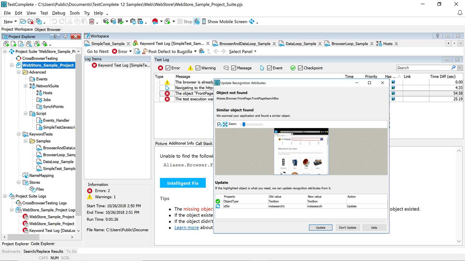 Automated Web Testing Tool, TestComplete