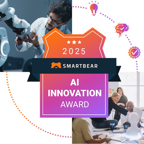 A badge that says smartbear software for AI innovation