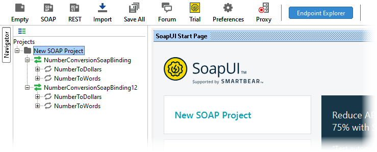 The list of SOAP project operations