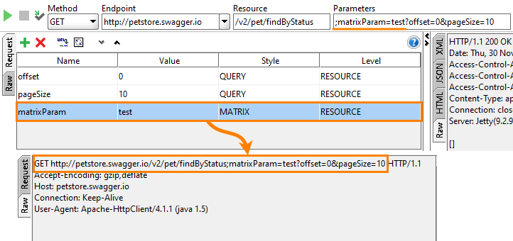 REST web service testing: Matrix parameters