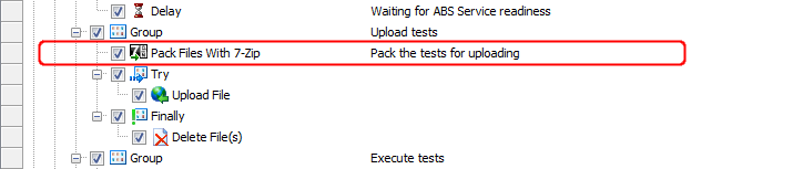 The Pack Files With 7-Zip operation