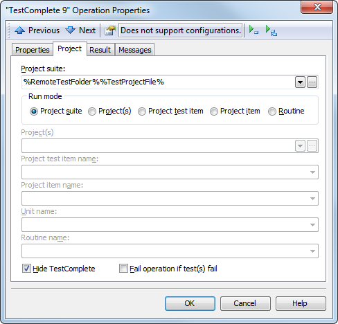 The TestComplete 8 operation properties