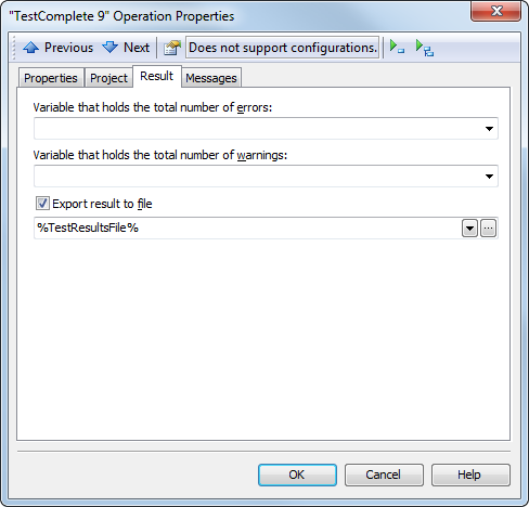 The TestComplete 8 operation properties