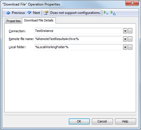 The Download File operation properties