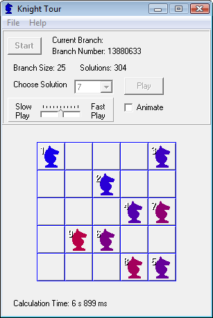 Figure 1. Knight Tour Application Main Form