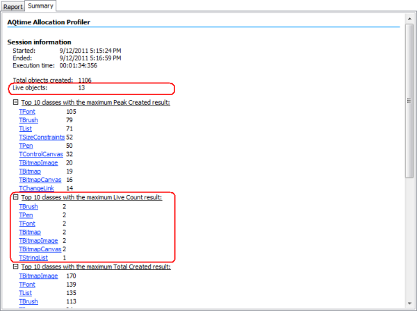 Figure 9. General Profiling Results on the Summary Panel