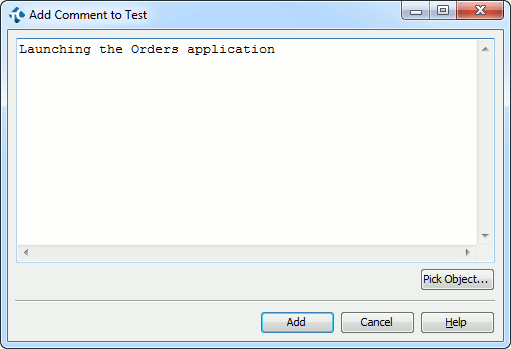 Add Comment to Test dialog