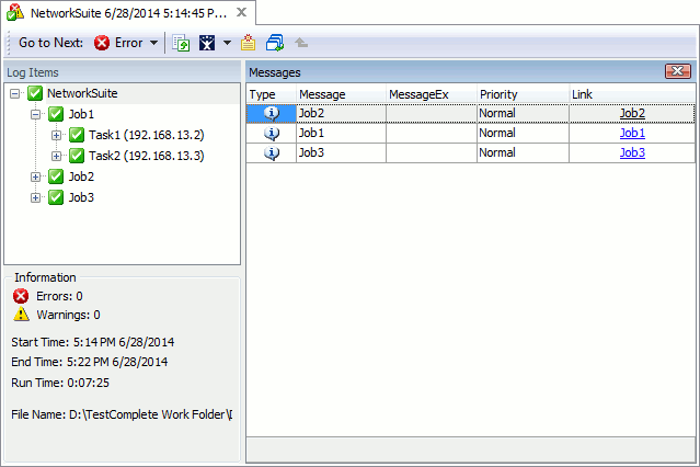 Master project test log