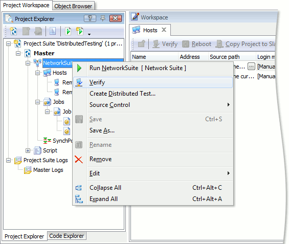 Verifying distributed test