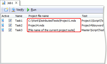 Tasks editor project file name