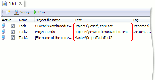 Tasks editor test column