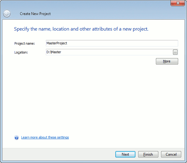 Create New Project wizard