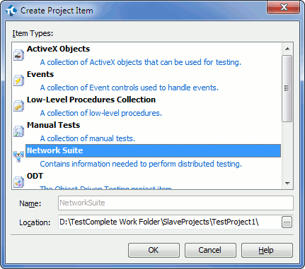 Create Project Item Dialog