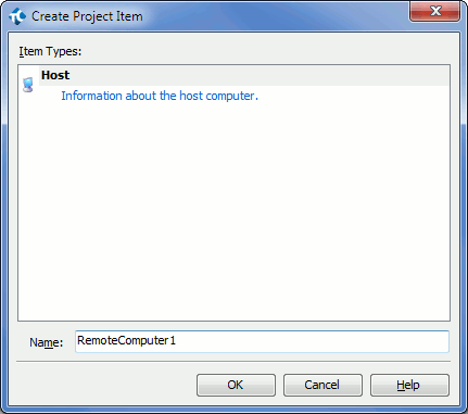 Creating Host dialog