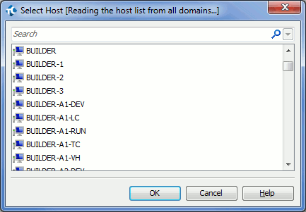 Selecting Host dialog