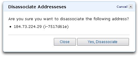 Confirming the disassociation of the elastic IP from the instance