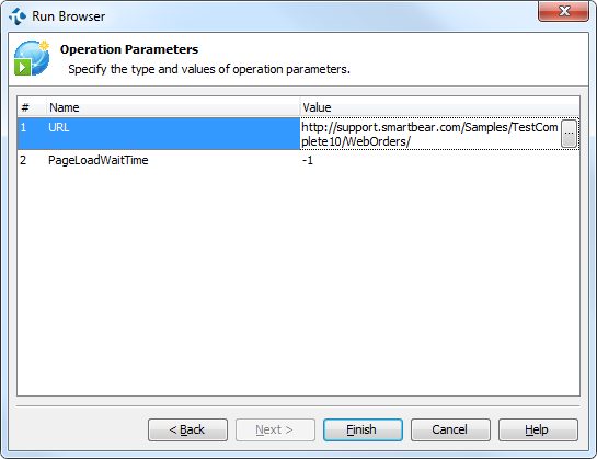 Specifying the URL as the parameter of the Run Browser operation