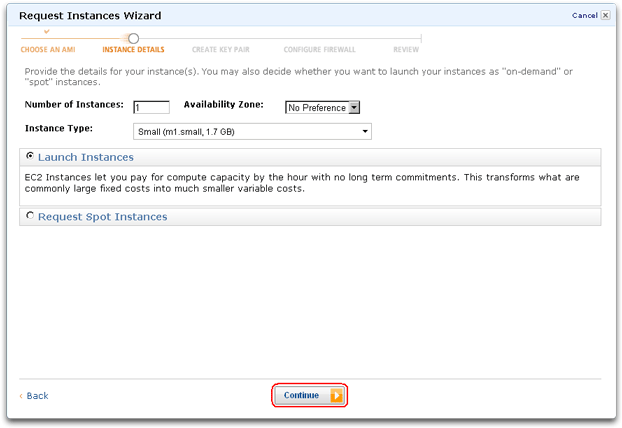 Amazon Web Services EC2 instance launch parameters