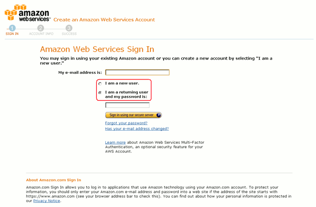 Amazon Web Services sign in
