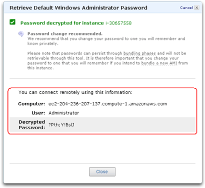 Amazon Web Services EC2 instance required information