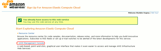 Amazon Web Services Management Console
