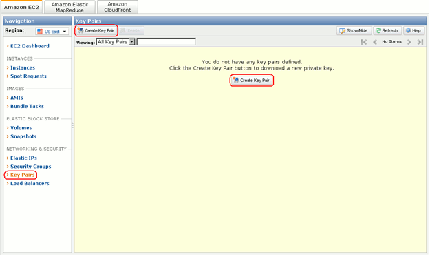 Amazon Web Services EC2 Key Pairs