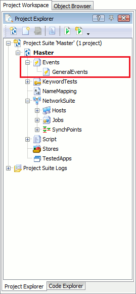 The Events project item
