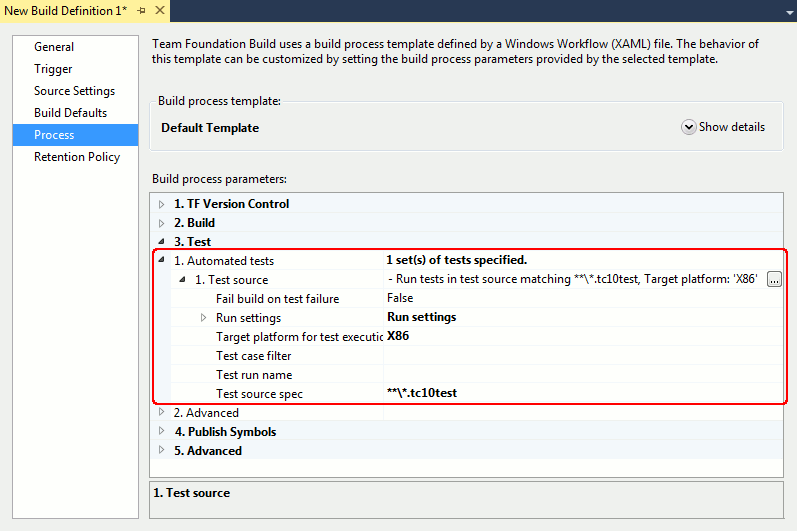 Automated Test Settings