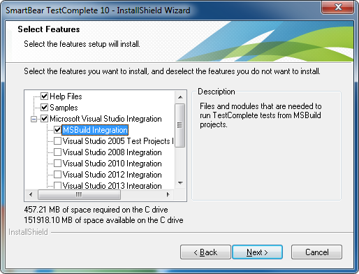 Setting up TestComplete and MSBuild Integration