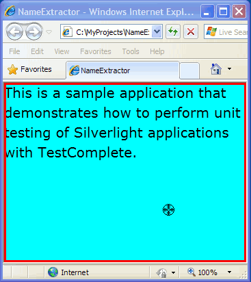 Selecting the web object that corresponds to the Silverlight application Selecting the web object that corresponds to the Silverlight application