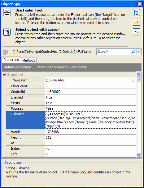 Exploring the path to the object via the Object Properties window Exploring the path to the object via the Object Properties window
