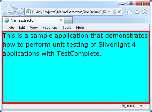 Selecting the web object that corresponds to the Silverlight application Selecting the web object that corresponds to the Silverlight application