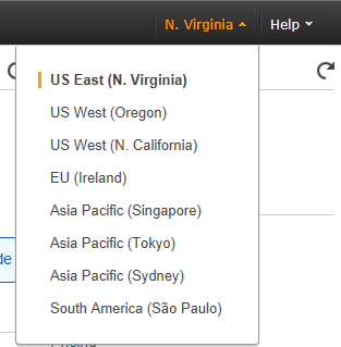 Regions where Amazon data centers are located